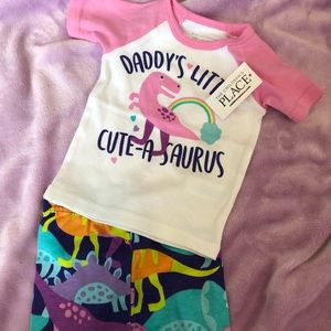 New with tags. Dinosaur baby girl pajamas.